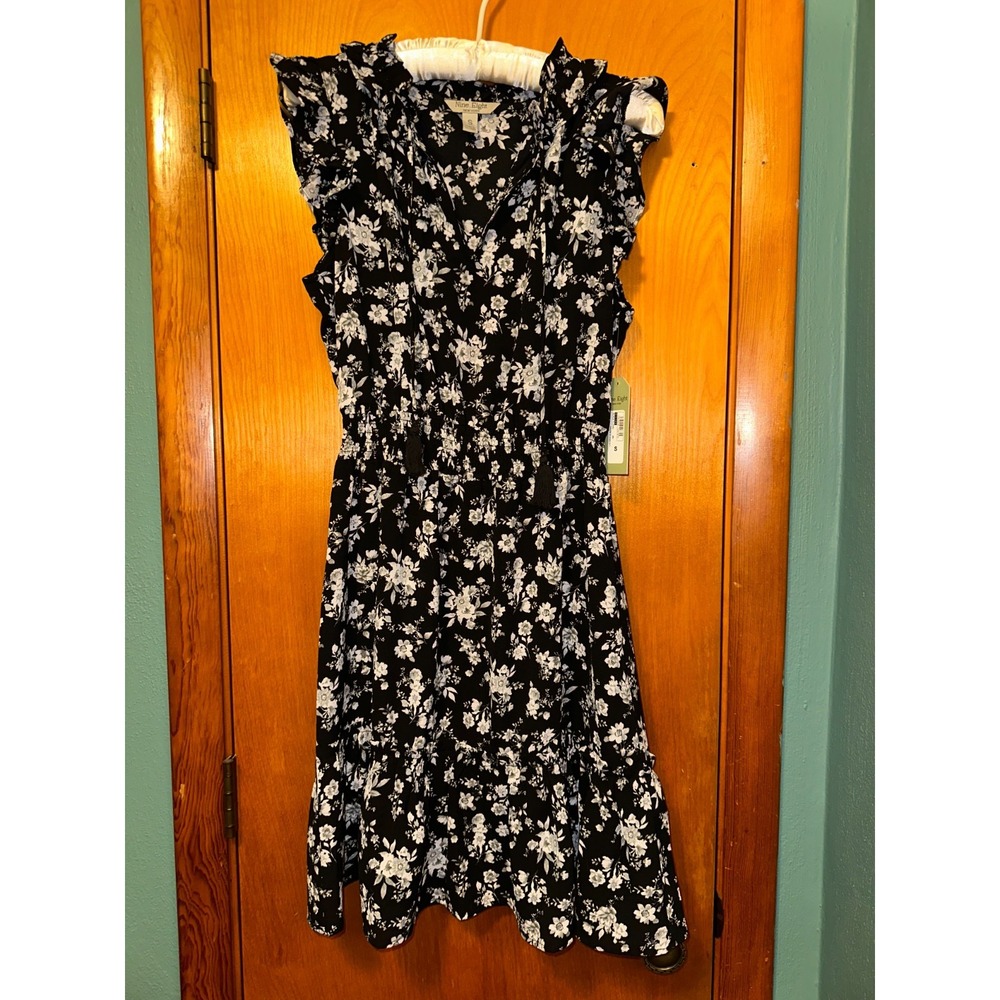 Nine Eight‎ Black and White Boho Ruffle Cocktail Party Dress Size S